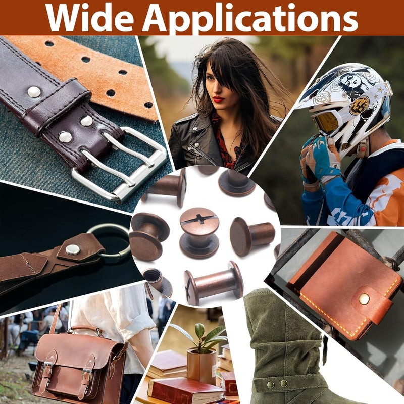 Socell 120Sets Chicago Screws Kit, 6 Sizes Chicago Screws for Leather,Binding Screws Leather Rivet kit for Crafts, Clothing, Shoes, Belts, Bags, and Custom-Made Items(Antique Copper, M5*4,5,6,8,10,12) - Image 4